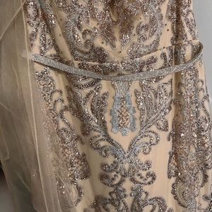 Beautiful Elegant Rose Gold Off Shoulder prom/ Bridal Party Gown for Bridesmaids